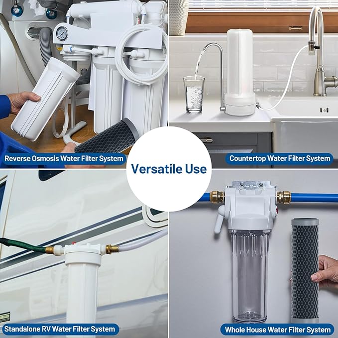 5 Micron 10" x 2.5" Whole House Carbon Block Sediment Water Filter Cartridge Replacement for AO-WH-PRE-RCP2, SCWH-5, WHKF-WHWC, FXWTC, FX12P, WFPFC8002, WFPFC9001, 3WH-STDCW-F02, W5CIP (Pack of 2)