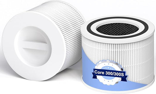 Core 300 Replacement Filter for LEVOIT Core 300-P, Core 300S, Core 300, Core 300-RF, Core 300-RAC Air Purifier, 3-in-1 H13 True HEPA Filter Replacement, 2 Pack, White