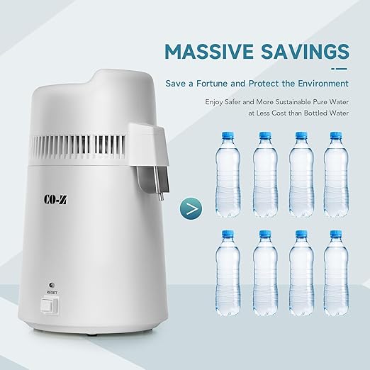 CO-Z 6L Water Distiller, Larger 1.6 Gal Countertop Home Distillers, Distilling Pure Water Machine for Home Table Desktop, Distilled Water Making Machine, Water Purifier to Make Clean Water for Home