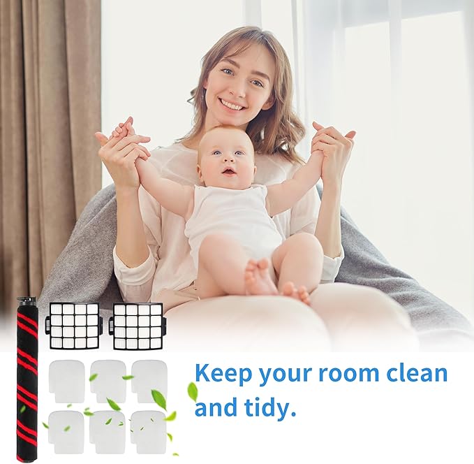 Brushroll & Foam Felt Filters Replacement Compatible with Shark Stratos Upright Vacuum with DuoClean PowerFins AZ3002 & AZ3000W AZ3000