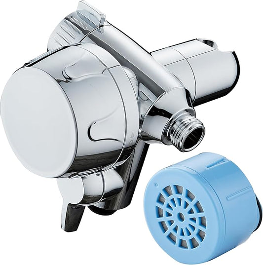 Skin & Hair - World's Most Advanced Shower Filter for Combos with ON/OFF Filtration Modes, Instant Cartridge Reload, Built-in Water Diverter, Stay-Clean Enriched KDF Cartridge/Chrome Finish