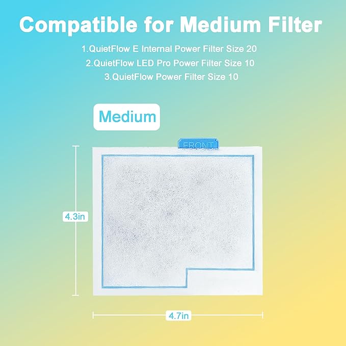 16 Pack Medium Fish Filter Cartridges Replacement Compatible with Aqueon QuietFlow LED PRO Power Size 10/E Internal Power 20 Filter/Zilla Size 20(Extra 12pcs Pads)