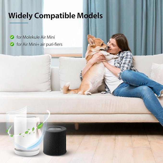 2 Pack Air Mini Replacement Filters Compatible with Molekule Tri-Power Air Mini & Air Mini+Air Purifiers,3-in-1High-Efficiency Activated Carbon Replacement Filter