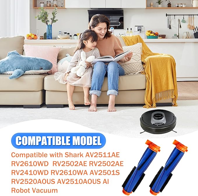 Replacement Parts for Shark AI AV2501S AV2501AE RV2502AE RV2520AOUS AV2510AOUS AV2511AE RV2610WA AV2610WA RV2310AE AV2310AE/RV2320S/UR2350AE Brush Roller Accessories Kit -2 Pack Main Roller Brush