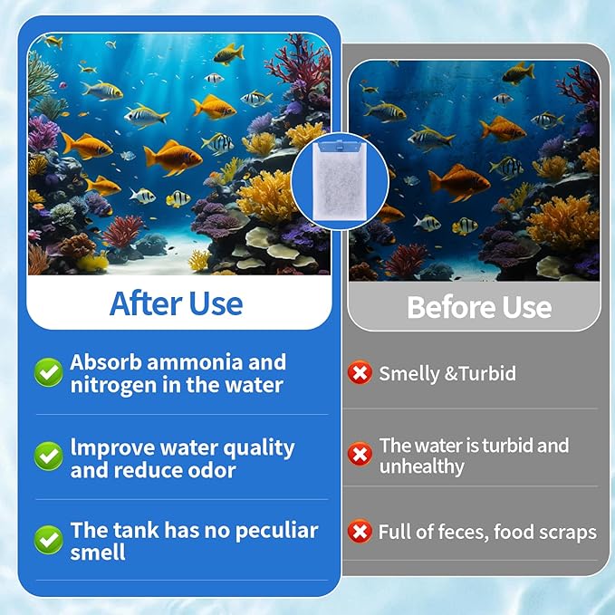 Large Replacement Filter Cartridges, 5Stage Filtration with Activated Carbon, Maifan Stone & Zeolite, Compatible with Tetra Whisper Bio-Bag 20i, 40i, IQ20, IQ30, IQ60, PF20, PF30, PF40, PF60，6pc