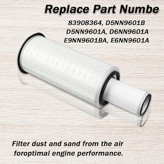 D9NN9601AA & D1NN9R500A Air Filter Kit Compatible With New Holland Tractor 2000 3000 2600 3600 3900 4000 4600 515 532 535 545 550 7100 Replace 83908364 & 83908367