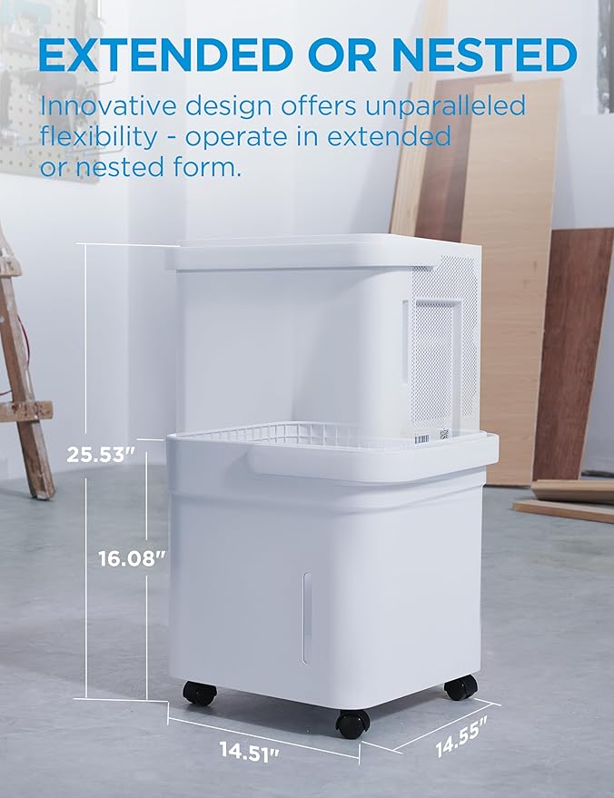 Midea Cube 50 Pint Dehumidifier for Basement and Rooms at Home for up to 4,500 Sq. Ft., Built-in Pump, Drain Hose Included, Smart Control, Works with Alexa (White), ENERGY STAR Most Efficient 2023