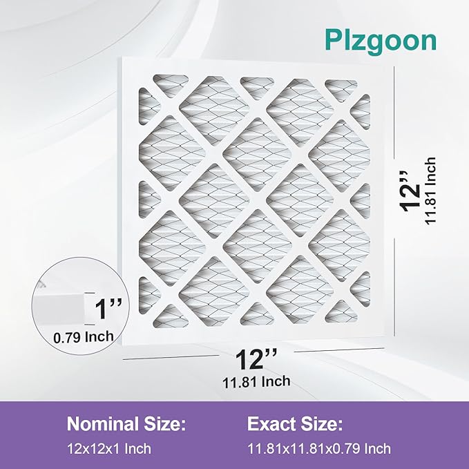 12x12x1 Air Filter MERV 11 (2 pack) MPR 1000 Pleated AC Furnace Filters Replacement Compatible with Air Conditioner HVAC AC Furnace Air Filter (Exact Dimensions: 11.81"L x 11.81"W x 0.79"Th)
