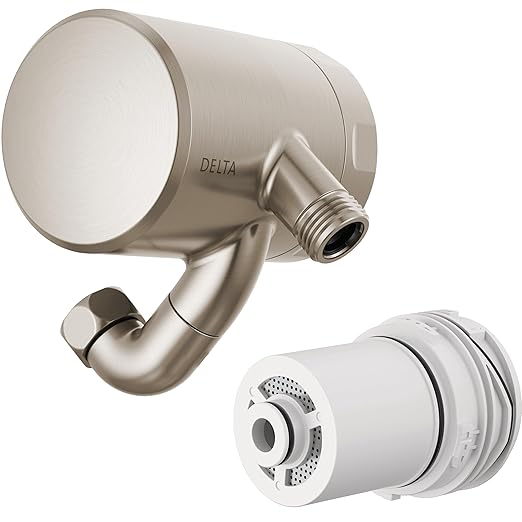 Delta Faucet Clarifi Premium Shower Filter Attachment Brushed Nickel with Additional Filter Cartridge