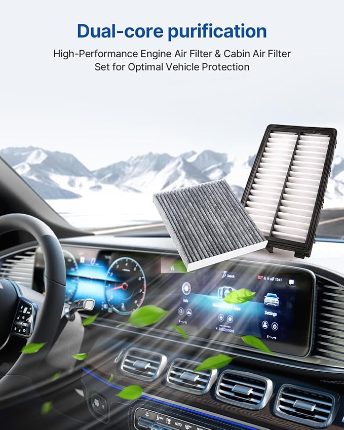Engine & Cabin Air Filter for 2021-2023 Santa Fe, 2022-2023 Santa Cruz, 2022-2023 Tucson, 2021-2023 Sorento, 2020-2023 Sonata, 2021-2023 K5, Replacement for CF12820 CA12816 (Not Fit Hybrid)