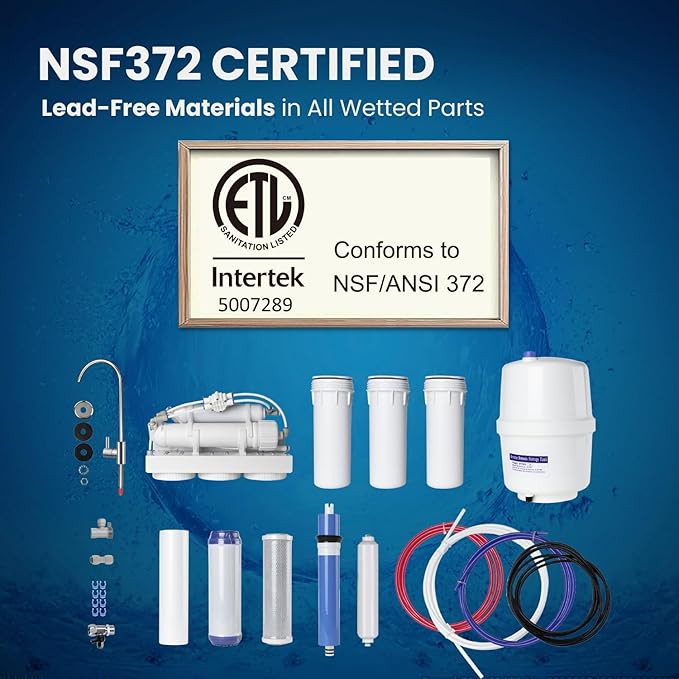COMFEE’ 5-Stage Reverse Osmosis System, NSF Certified Water Filter for Under Sink, Easy DIY Installation, Ultra Safe Drinking Water Filtration System, Leak-Free RO System, Quiet Operation, 75 GPD