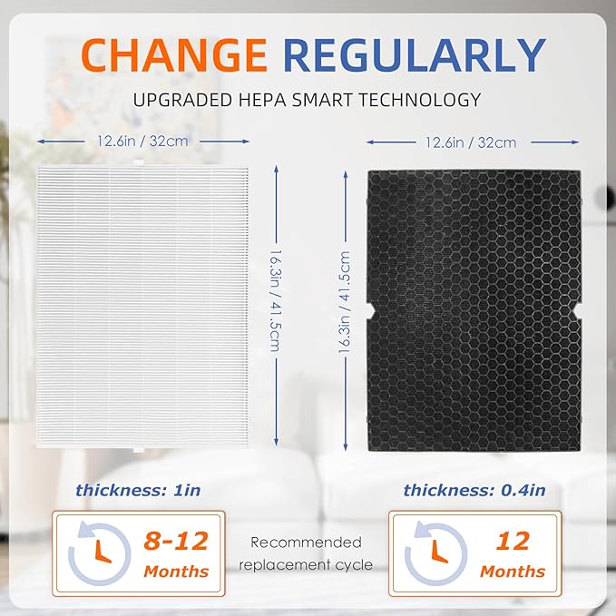 116130 HEPA Replacement Filter H for Winix 5500-2 Am80 Plasmawave Air Purifier,H13 True HEPA High-Efficiency Activated Carbon Filter,2 Combon Set