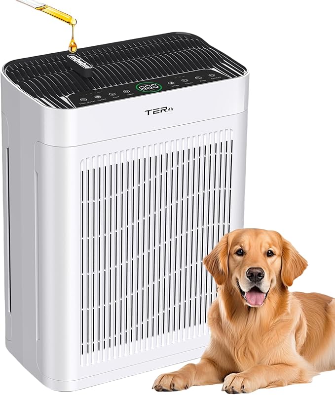 Air Purifier for Home Large Room Bedroom Up to 3000 Sq Ft with Washable Filters, H13 Hepa Double-Sided Air Filter Purifier PM 2.5 Sensor, Air Cleaner for Dust, Pets, Smoke, Pollon 22dB (White)