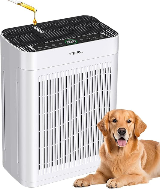 Air Purifier for Home Large Room Bedroom Up to 3000 Sq Ft with Washable Filters, H13 Hepa Double-Sided Air Filter Purifier PM 2.5 Sensor, Air Cleaner for Dust, Pets, Smoke, Pollon 22dB (White)