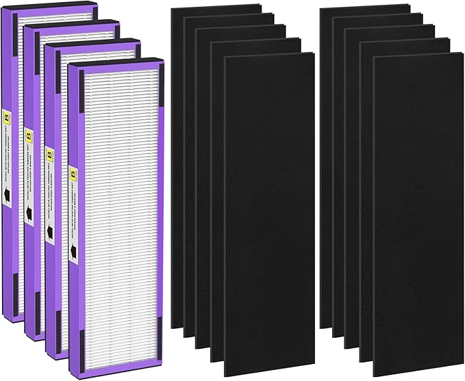 4 Pack FLT4850PT HEPA Filter B Pet Replacement Compatible with G-Guardian Air Purifier AC4825 AC4825E AC4850PT AC4300 AC4800 AC4900 AC4850,4 H13 True HEPA Filters & 10 Activated Carbon Pre-Filters