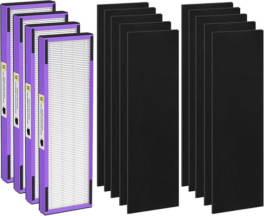4 Pack FLT4850PT HEPA Filter B Pet Replacement Compatible with G-Guardian Air Purifier AC4825 AC4825E AC4850PT AC4300 AC4800 AC4900 AC4850,4 H13 True HEPA Filters & 10 Activated Carbon Pre-Filters