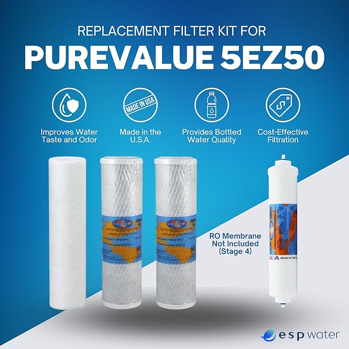 5EZ50 PureValue Compatible RO Filter Replacement Kit - Cartridges for Under-Sink Reverse Osmosis Water Filtration