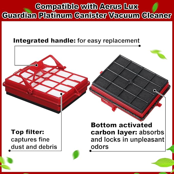 1 Pack Replacement Style P HEPA and Carbon Pre-filters Compatible with Aerus Lux Guardian Platinum Canister Vacuum Cleaner, with Handle