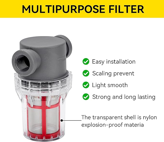 1/2'' Female NPT in-Line Strainer - Garden Hose Filter for High Pressure Washer, Sediment Filter with 200 Mesh Stainless Steel Screen (1/2'' 200 Mesh)