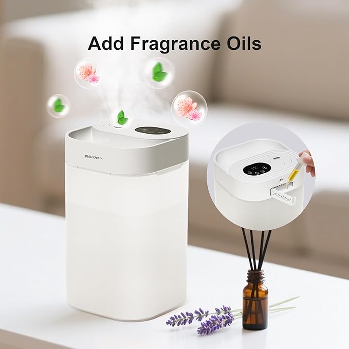 PHILODECO 4.5L Cool Mist Humidifier for Bedroom, Baby Nursery & Plants – Ultrasonic, Silent, with Aroma Diffuser, Multi-Color LED Night Light, Leak-Proof and Easy to Clean