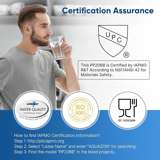 PUREPLUS 20 Micron 20" x 4.5" Whole House Sediment Home Water Filter Replacement Cartridge, Compatible with DGD-5005-20, AP810-2, P5-20BB, FP25B, FPMB5-20, 155358-43, SDC-45-2005, 4 Pack