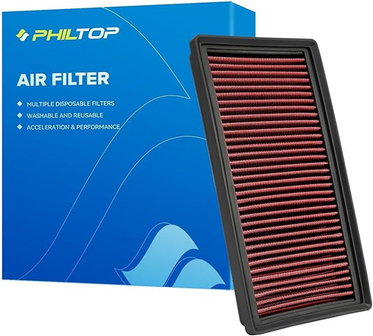 PHILTOP Engine Air Filter, High Performance, Premium, Washable, Replacement Car Air Filter for CA12289, 2018-2022 Corolla, 2018-2021 500X, 2021 Aegea, 2021 Egea, 2021 Tipo, 2021 ES300h