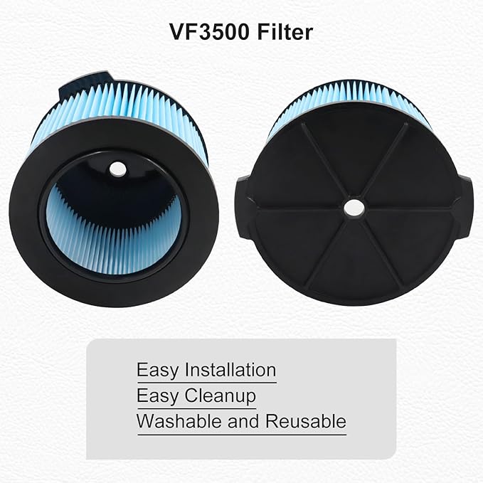 4 Pack VF3500 Replacement Filter for Shop Vacuum 3-4.5 Gallon Wet Dry Vacuums, 3-Layer Filters for WD4050, WD3050, WD4080, WD4522, 4000RV, 4500RV