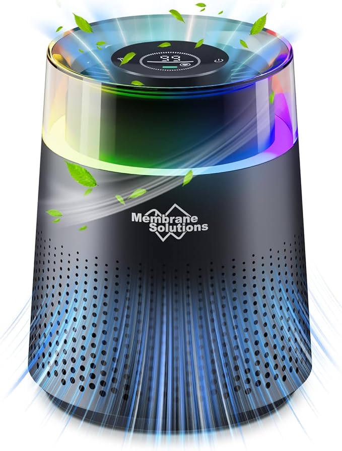 MSB5 Air Purifiers for Bedroom, H13 True HEPA Air Purifier for Home Room Office, 20dB Quiet Air Cleaner with Sleep Mode Colorful Night Light for Pets Dander Pollen Mold (Black)