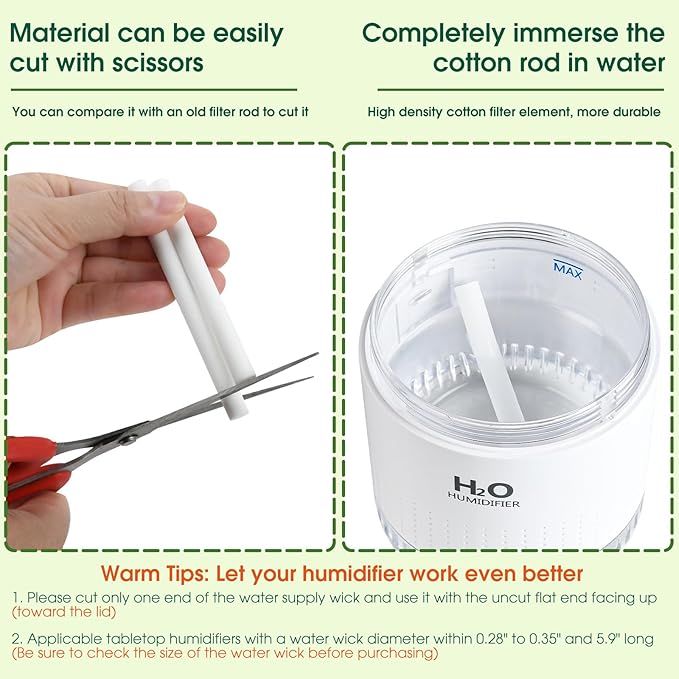 10 Pieces Humidifier Sticks Filter，Replacement Wick Humidifiers Filter Sticks, Humidifier Sticks Cotton Filter Refill Sticks Filter Replacement Parts for KARFUN 350ml Mini Humidifier