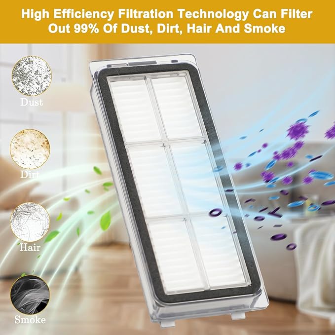 26 PCS Replacement Parts for Dreame L20 Ultra/L20 Ultra Complete L30 Ultra Robot, Vacuum Cleaner Accessories 1 Main Brush, 6 Dust Bags, 6 Mop Pads, 6 HEPA Filters, 6 Side Brushes, 1 Cleaning Brush