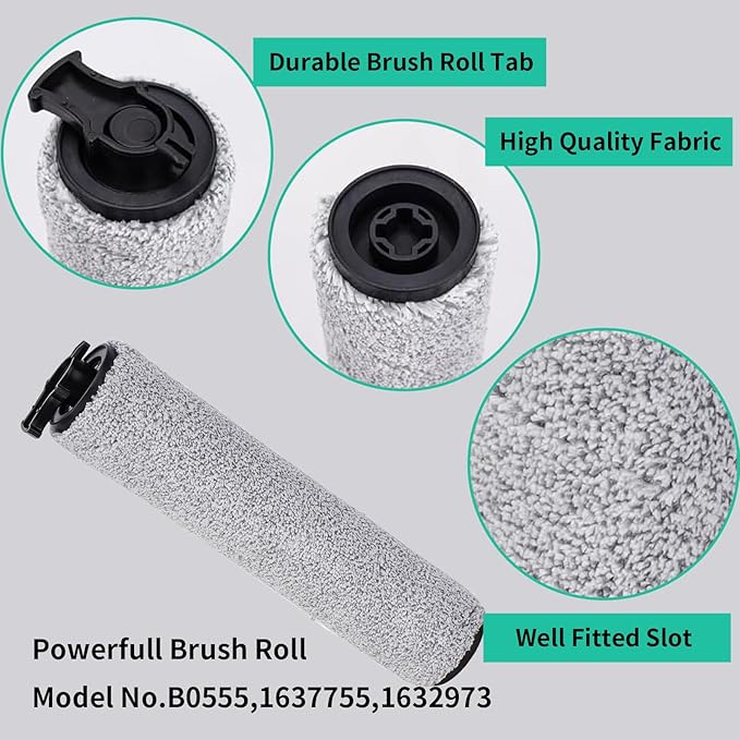 3831 Roller Brush & Filter Replacement Kit Compatible for Bissell Crosswave Hard Floor Expert Vacuum 3831 & HF2 3845N 3845 3847 3848(2 Brush Rolls + 2 Filter) Fit Bissell No. B0555,1637755,1632973