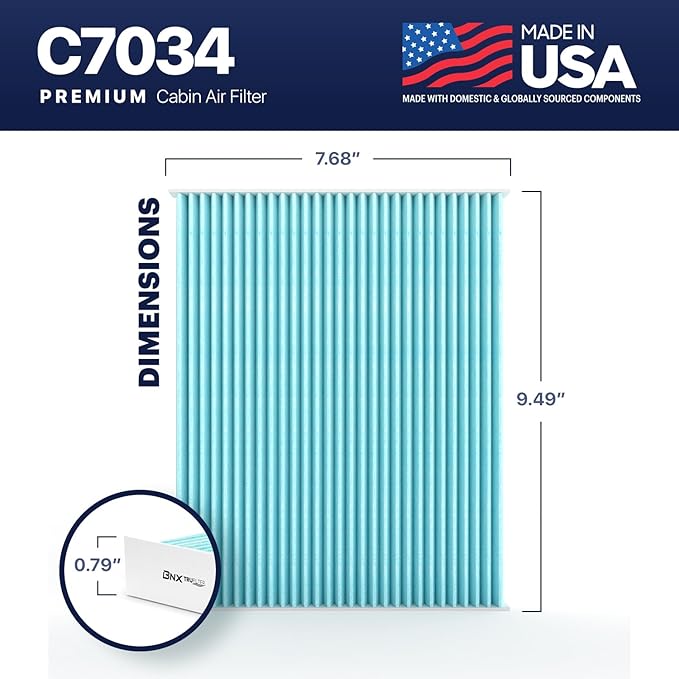BNX TruFilter C7034 Cabin Air Filter, HEPA 99.97%, Compatible With Hyundai: Accent, Elantra, Elantra Coupe, Elantra GT, Tucson, Kia: Forte, Forte Koup, Forte5
