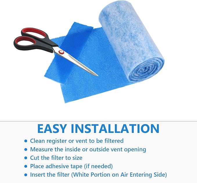 12x90 Inch Cut to Fit Air Filter Roll - MERV 8 Up to 50 Filters Cut to Size Air Filter Material Roll