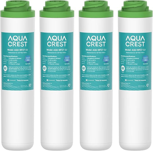 AQUA CREST FQK2J Under Sink Water Filter, Replacement for GE FQK2J, FQK1K, NSF/ANSI 42 372 Certified, 1350 Gallons Dual Flow Drinking Water Replacement Filters (4 Count)