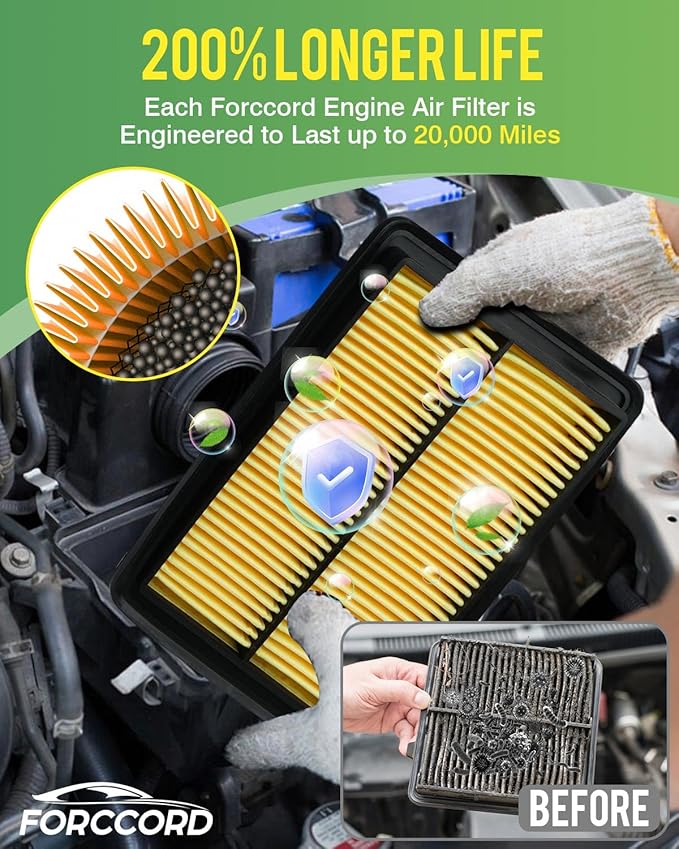 Cabin & Engine Air Filter Fit for Nissan Rogue 2.5L 2014-2020; Rogue Hybrid 2.0L 2017-2019; Rogue Sport 2.0L 2017-2022 Activated Carbon Cabin Filter Replace#CA11858 CF11854 Car Accessories