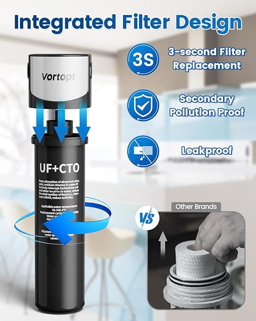 0.01μm Under Sink Water Filter System,NSF/ANSI 42 Certified Water Purifier,24000 Galloons Large Flow Flux,Reduces PFAS,PFOA/PFOS,Chlorine,Bad Odors. (Black-Q5-UF-MAX-24000GAL)