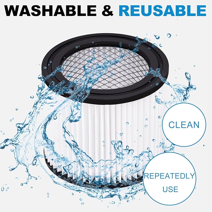 90398 Shop Vac Filters Replacement for Shop Vac Type AA Cartridge Filter 90398/118692, 9039800, 9039833(2 Pack), with 4 Foam