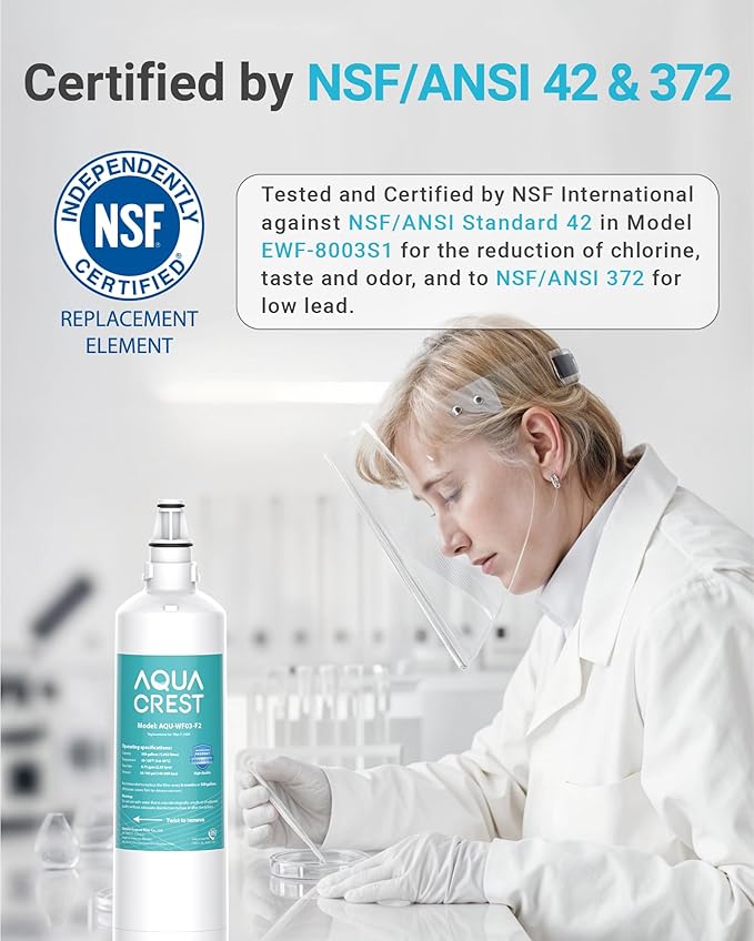 AQUA CREST F-2000 Water Filter, Replacement for InSinkErator® F-2000, F-1000, F-3000, Sub-Zero 4204490, 4290510 and AquaPure AP Easy C-Complete, Subzero Water Filter Replacement, NSF/ANSI 42,3 Packs