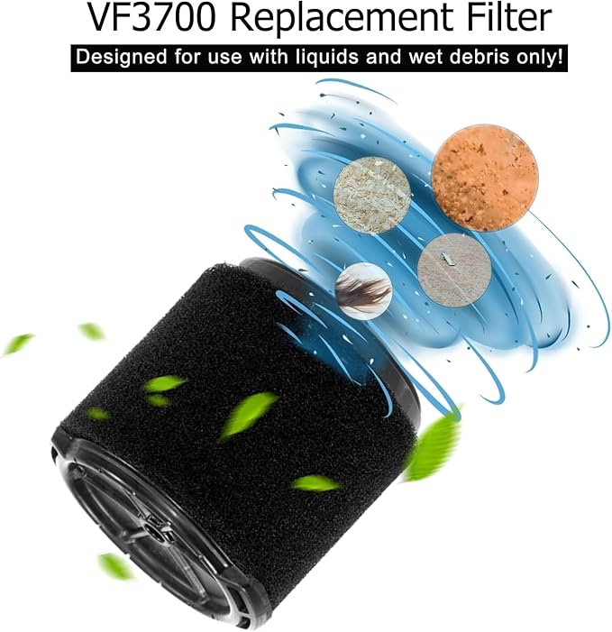 1 Pack VF3700 Filter Compatible with Ridgid Vac 3-4.5 Gallon Shop Vacuum Cleaners, Wet Application Foam Filter Fit WS0301VA WS0400DE WS14045