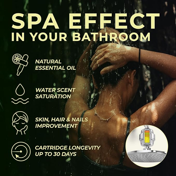 AquaHomeGroup Vitamin C + E + A Shower Filter Replacement Cartridge with Aroma Granules (Lemon) - Removes Chlorine, Supports Skin & Hair Health - Compatible with Similar 15 20 Stage Filters