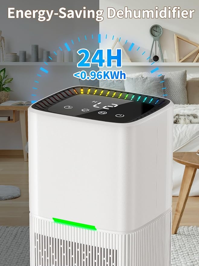 Ultra Quiet Dehumidifier for Home, 35 Pint Moisture Removal with Auto Shut-Off - Compact Air Dryer for Bedroom, Basement, Small Spaces