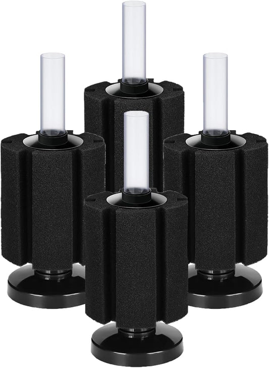 AQUANEAT Aquarium Sponge Filter Breeding Fry Betta Shrimp Nano Fish Tank 4pcs (M Large up to 50Gal)