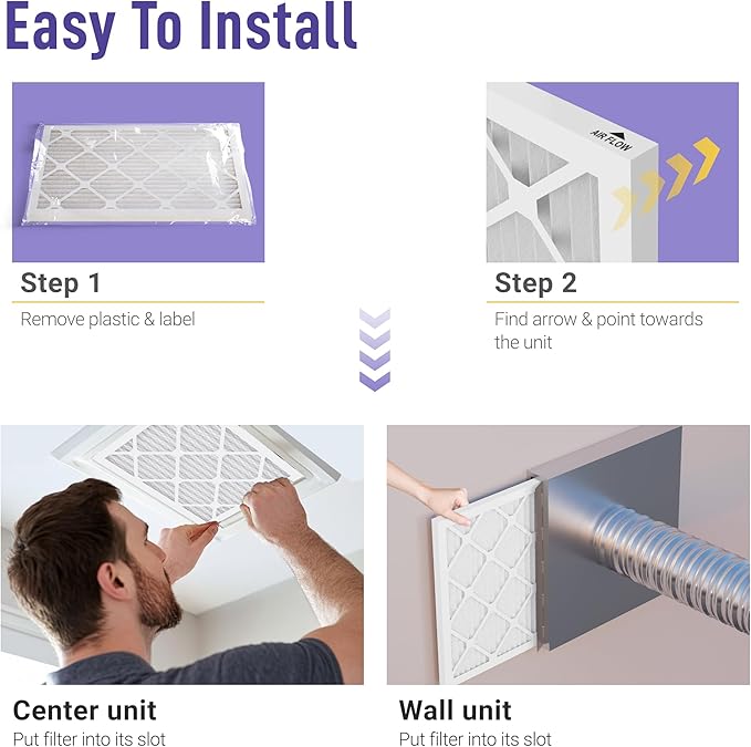 Maycold 24x30x1 MERV 13 Furnace Air Filter (2-Pack), High-Performance HVAC AC Filters for Home Use, Actual Size: 23.7" x 29.7" x 0.75", Individually Wrapped in Plastic
