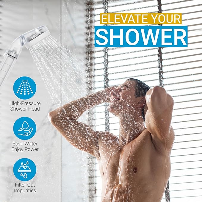 One Shower Head - CEC-certified, High-Pressure, Low Flow, Water Purification, Dual Filtrations *Note:Hose and bracket not included. Purchase separately!