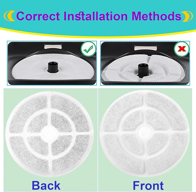 12 Pack Dog Water Filter Replacement for 2.5Gal/9.5L Dog Water Fountain,18CM Larger More Activated Carbon Cat Water Fountain Filter,Pet Fountain Filter Replacement