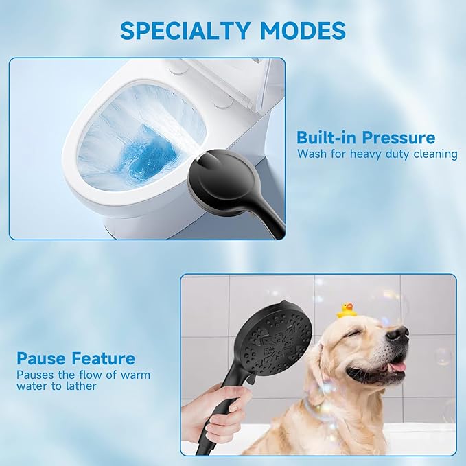 Filtered Shower Head With Handheld Spray Combo, High Pressure 6" Rain Showerhead & 5" Handheld Dual Shower Head with Filters, Double Shower Heads Set for Hard Water, 69" Shower Hose,Black