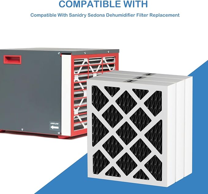 PN07126 MERV 13 Dehumidifier Carbon Filter Replacement Compatible with Sanidry Sedona Dehumidifier PN07126 Replacement Filter, 3 Pack Black