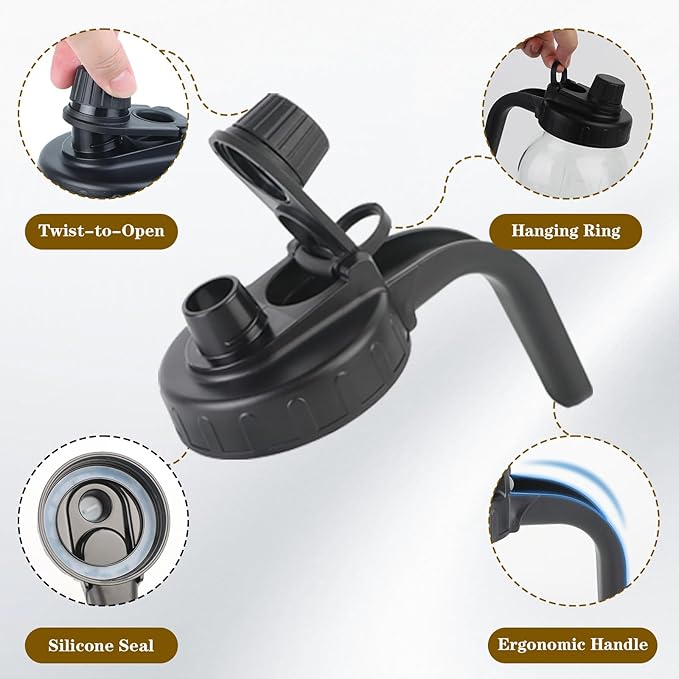 Glass Mason Jar Pitcher with Lid - 2 Quart (64 oz) Wide Mouth Water Jug, Set of 2 - BPA-free, Leak Proof - Sun & Iced Tea Pitcher, Cold Brew Coffee, Breast Milk Storage, Juice, Drink