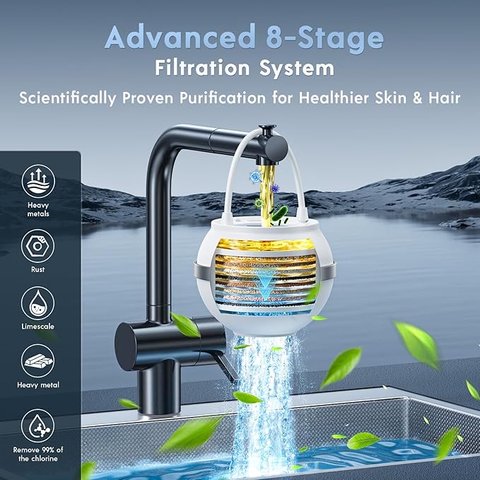 Bath Filter for tub Bathtub Water Filter for tub Faucet - Ball Baby Hard Water Softener for Bathroom Pure Filters Remove Chlorine Chemicals Contaminants 8 Stages Carbon Purifier for Kids Skin Eczema