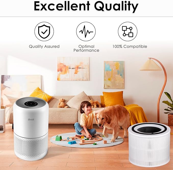 4 Pack Core 300 Replacement Filter for LEVOIT Core300-P and Core300S-P Air Purifier, Core 300-P Core 300S-P, H13 True HEPA Filter, 3-in-1 Filter Activated Carbon Filters, Compare Core 300-RF White